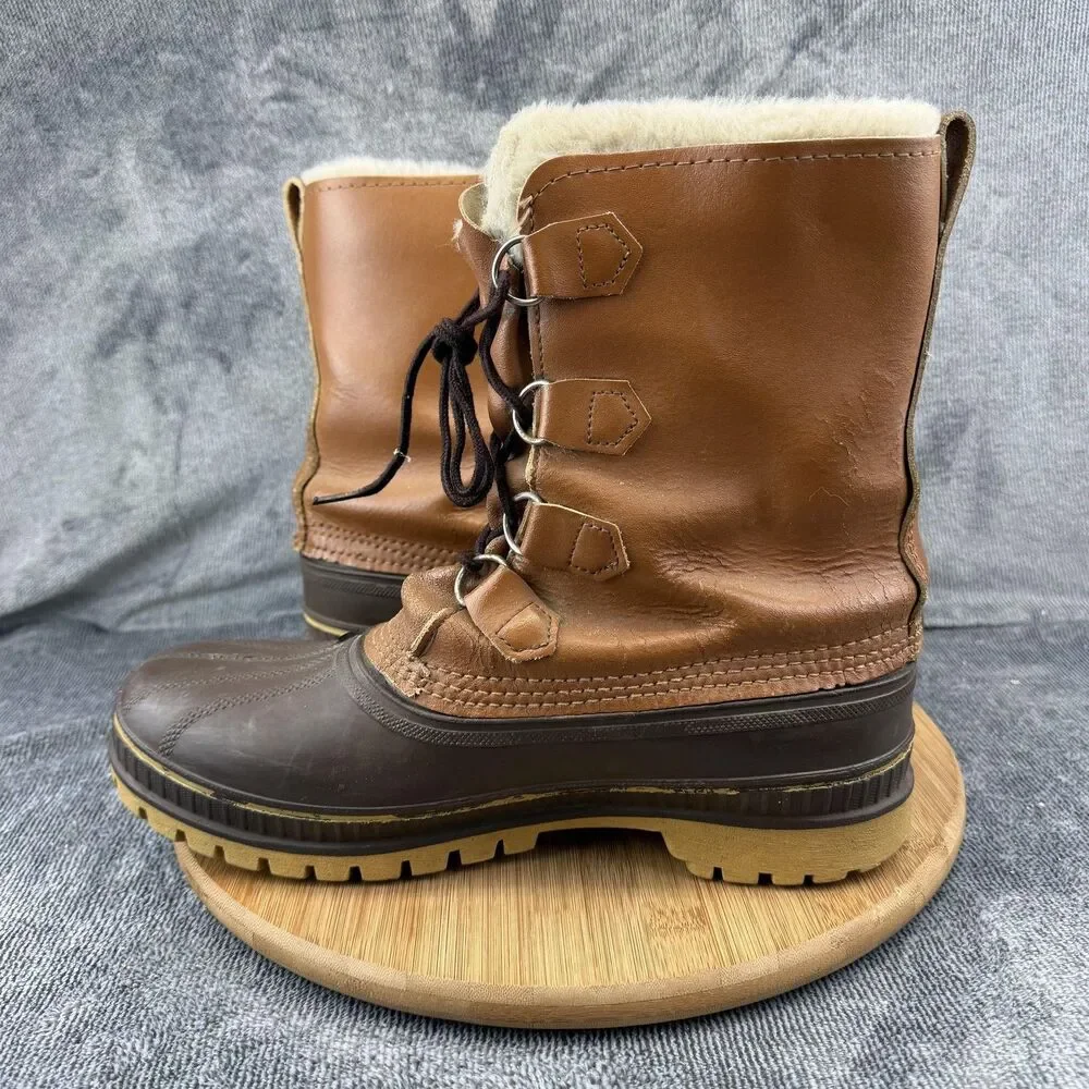 Vintage Sorel Scout Boots Mens Size 9 Brown Leather Waterproof Insulated Canada
